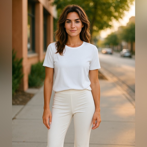 Prana women's yoga pants ivory Medium cotton modal stretch wide bang exercise - Picture 6 of 6